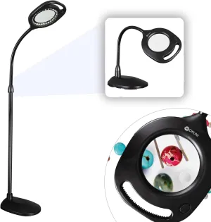 OttLite 2-in-1 ClearSun LED Magnifier Light Floor and Table Lamp – Optical Grade Hands-Free Magnifying LED Light, Modern Design for Crafting, Sewing, Reading, Needlework