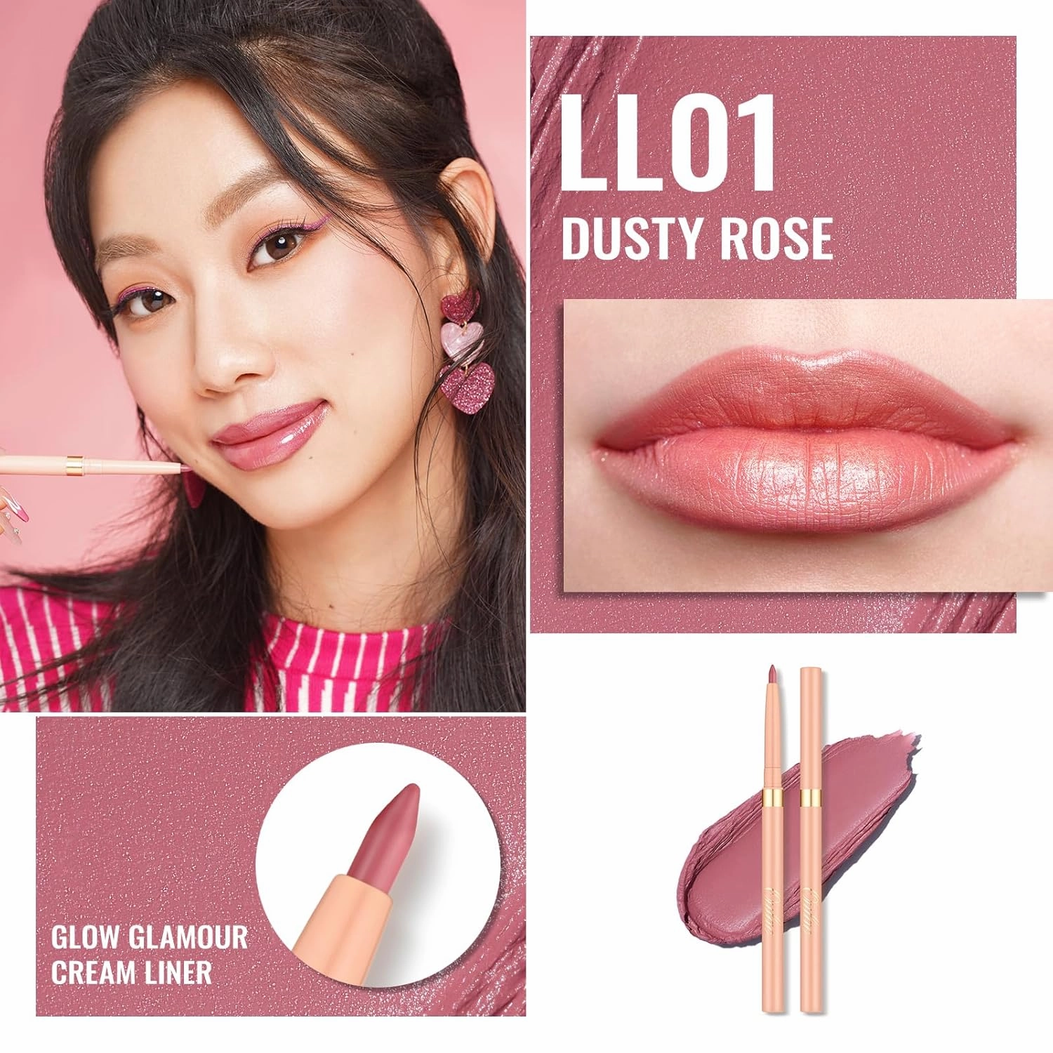 Oulac Lipstick & Lipliner Set 3PCS High Impact Lipcolor with Moisturizing Formula, Vegan Beauty, Full-Coverage Lip Color, Gift Lipstick for Women, LL01 07 13