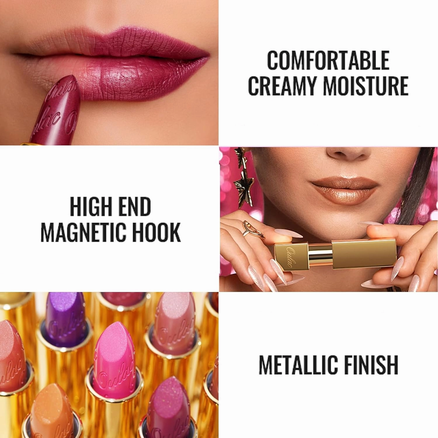Oulac Lipstick & Lipliner Set 3PCS High Impact Lipcolor with Moisturizing Formula, Vegan Beauty, Full-Coverage Lip Color, Gift Lipstick for Women, LL05 05 GM12