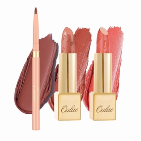 Oulac Lipstick & Lipliner Set 3PCS High Impact Lipcolor with Moisturizing Formula, Vegan Beauty, Full-Coverage Lip Color, Gift Lipstick for Women, LL05 05 GM12