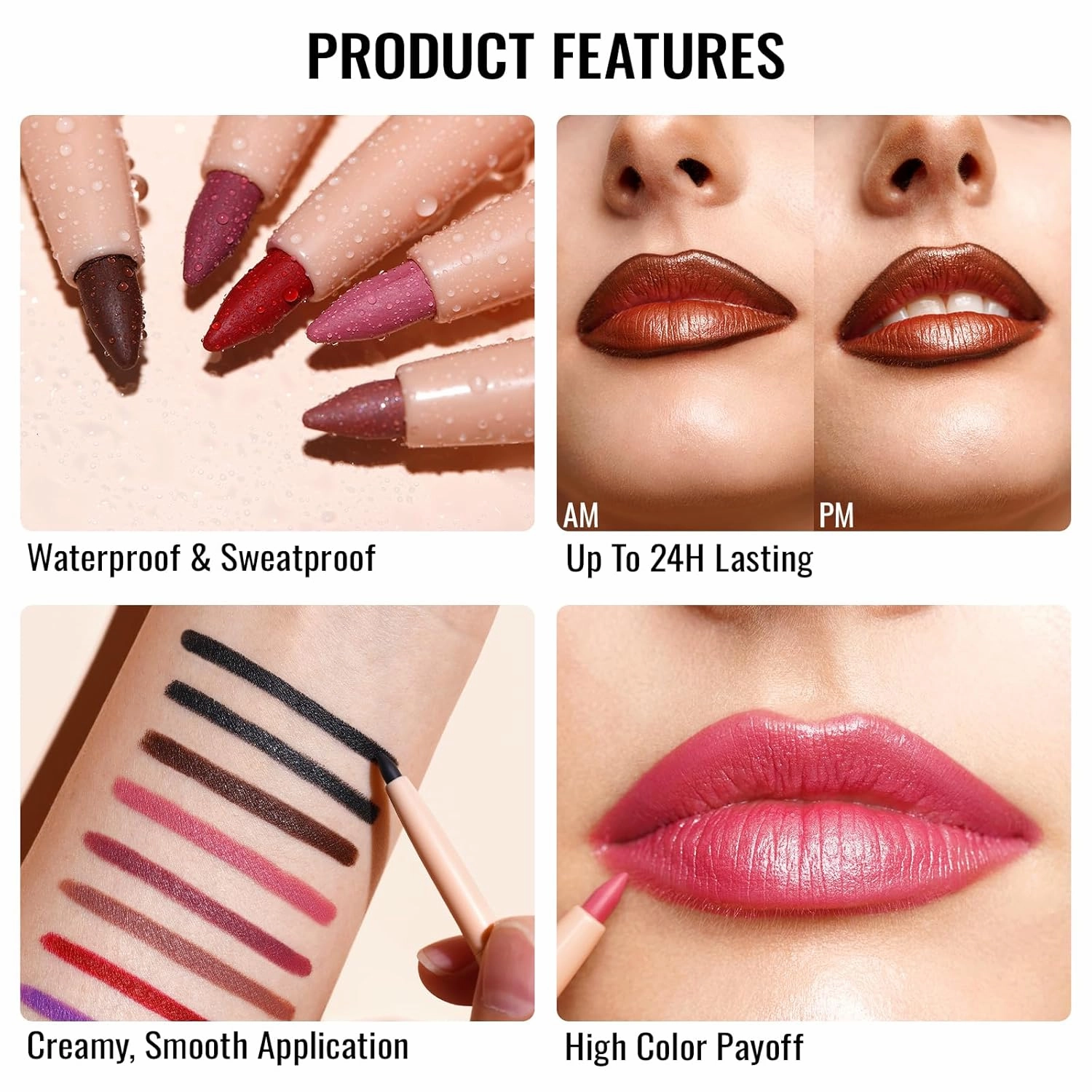 Oulac Lipstick & Lipliner Set 3PCS High Impact Lipcolor with Moisturizing Formula, Vegan Beauty, Full-Coverage Lip Color, Gift Lipstick for Women, LL05 05 GM12