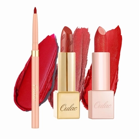 Oulac Lipstick & Lipliner Set 3PCS High Impact Lipcolor with Moisturizing Formula, Vegan Beauty, Full-Coverage Lip Color, Gift Lipstick for Women, LL08 02 PG02