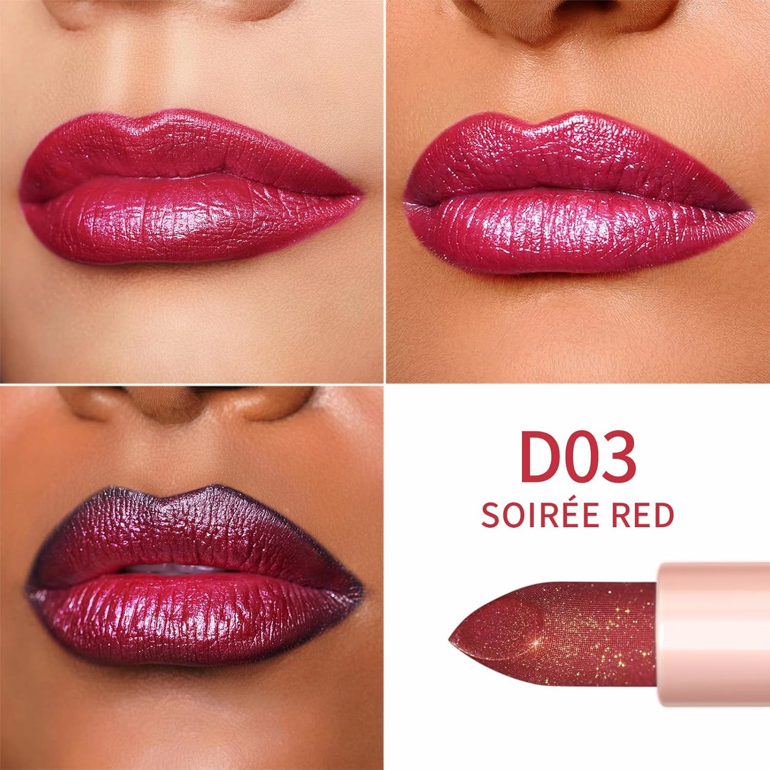 Oulac Shimmer Lipstick Set - 2PCS Vegan Tinted Lip Balm with Nourishing & Hydrating Formula for Soft, Radiant Lips, D03 D04