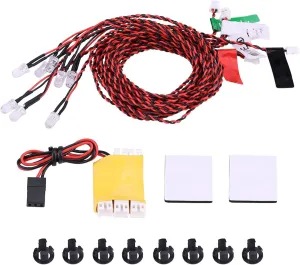 Oumefar RC Flashing Light, 8 LED Lighting System Kit Simulation Flashing Lights for RC Airplane Helicopter for FUTABA/JR/KO/SANWA 2.4G Transmitter RC Car Lights RC Car Parts
