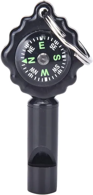 Outdoor Hiking Compass with Whistle, Portable 2-in-1 Camping Tool, Keychain Included for Navigation & Survival