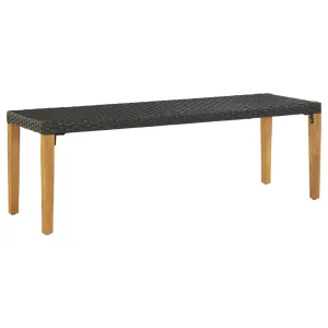 Outdoor Patio Bench Garden Outdoor Bench with Wooden Frame Poly Rattan