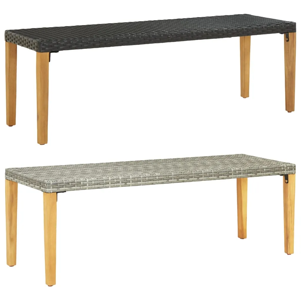 Outdoor Patio Bench Garden Outdoor Bench with Wooden Frame Poly Rattan