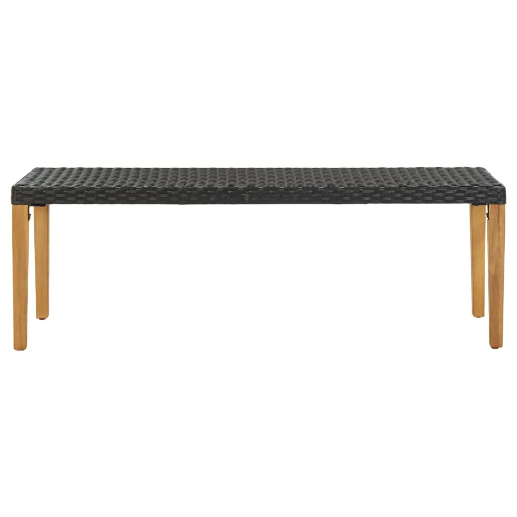 Outdoor Patio Bench Garden Outdoor Bench with Wooden Frame Poly Rattan