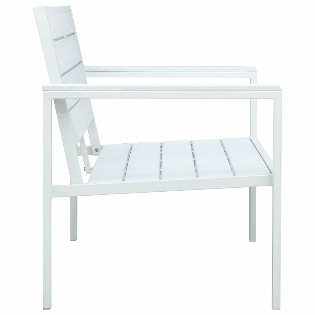 Outdoor Patio Bench Garden Chair Bench with Armrests HDPE Wood Look