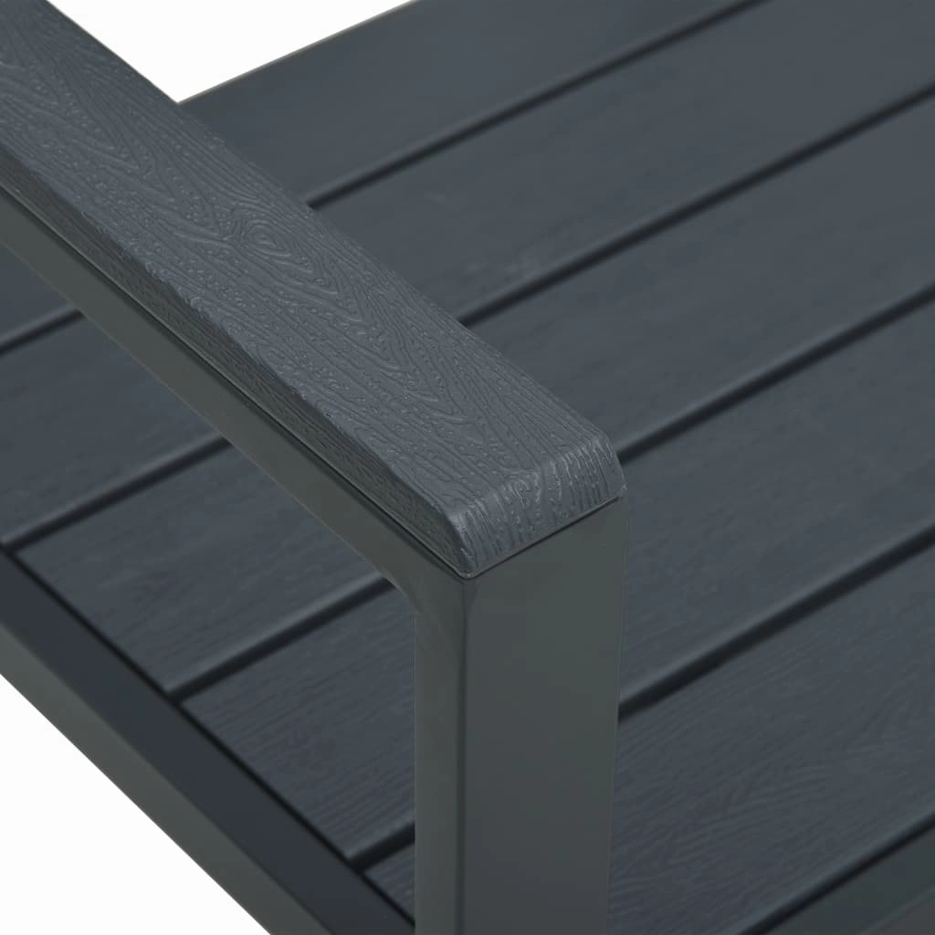 Outdoor Patio Bench Garden Chair Bench with Armrests HDPE Wood Look