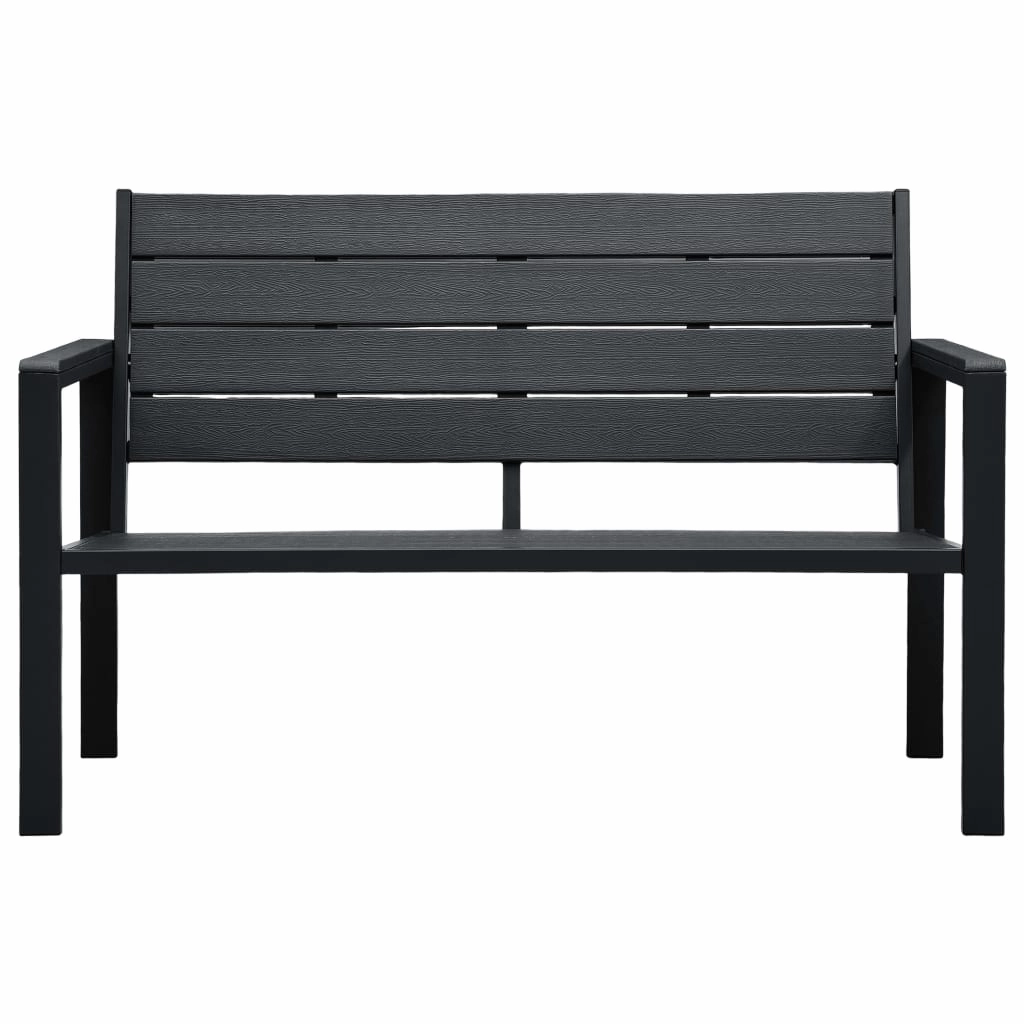Outdoor Patio Bench Garden Chair Bench with Armrests HDPE Wood Look
