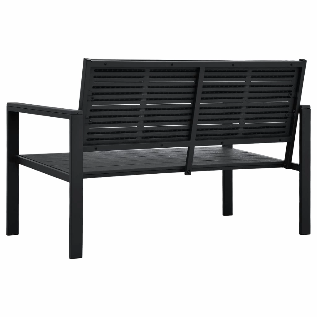 Outdoor Patio Bench Garden Chair Bench with Armrests HDPE Wood Look