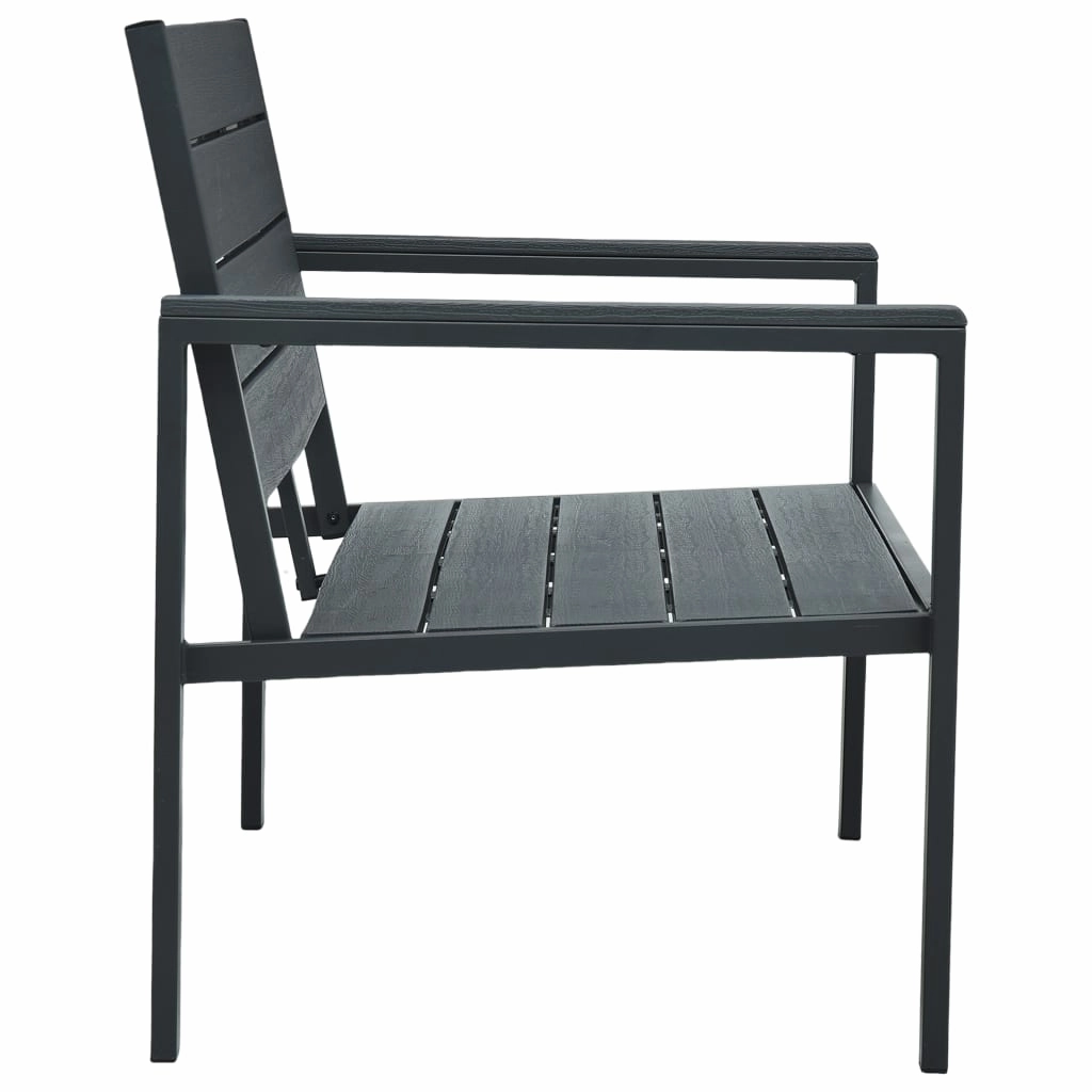 Outdoor Patio Bench Garden Chair Bench with Armrests HDPE Wood Look