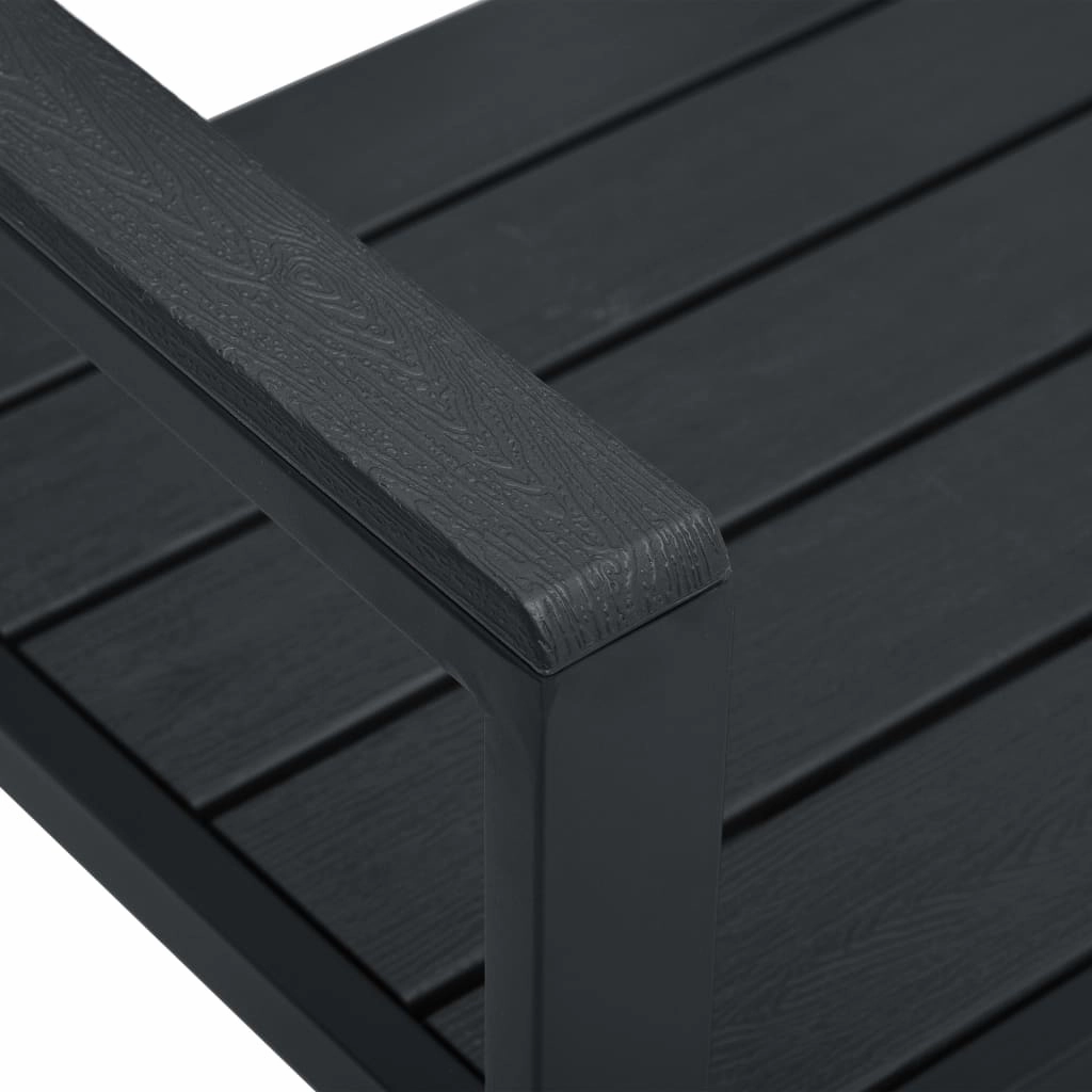 Outdoor Patio Bench Garden Chair Bench with Armrests HDPE Wood Look