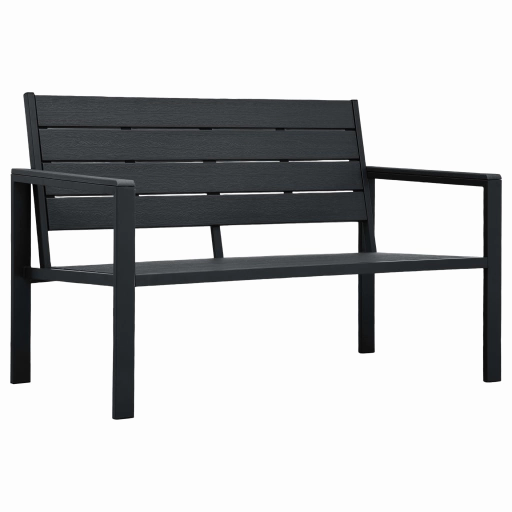Outdoor Patio Bench Garden Chair Bench with Armrests HDPE Wood Look