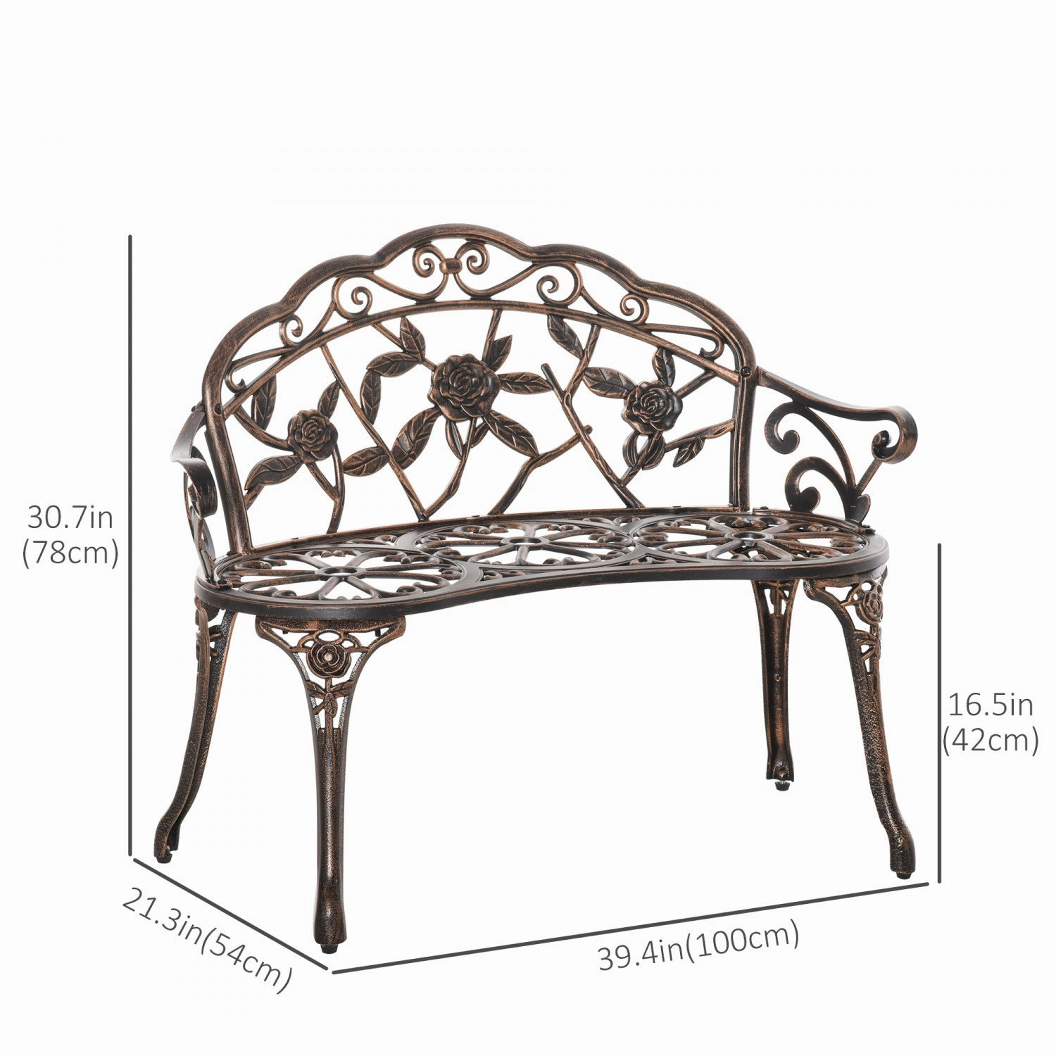 Outsunny 40" Outdoor Garden Bench For Backyard, Porch, Balcony, Bronze