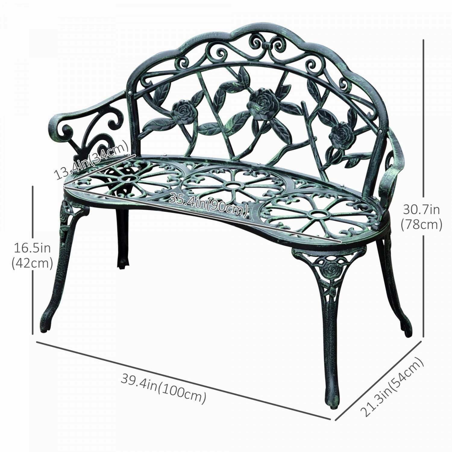Outsunny 40" Outdoor Garden Bench, Patio Garden Bench, Green
