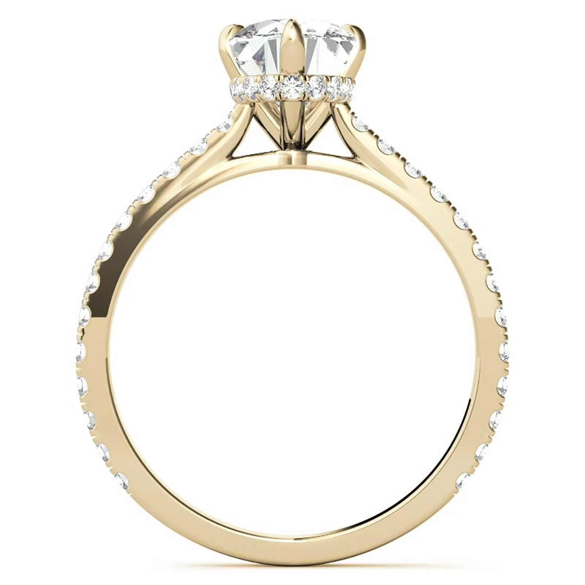 Oval-Cut Pavé Yellow Gold-Plated Adjustable 925 Sterling Silver Elegant Engagement Ring For Women