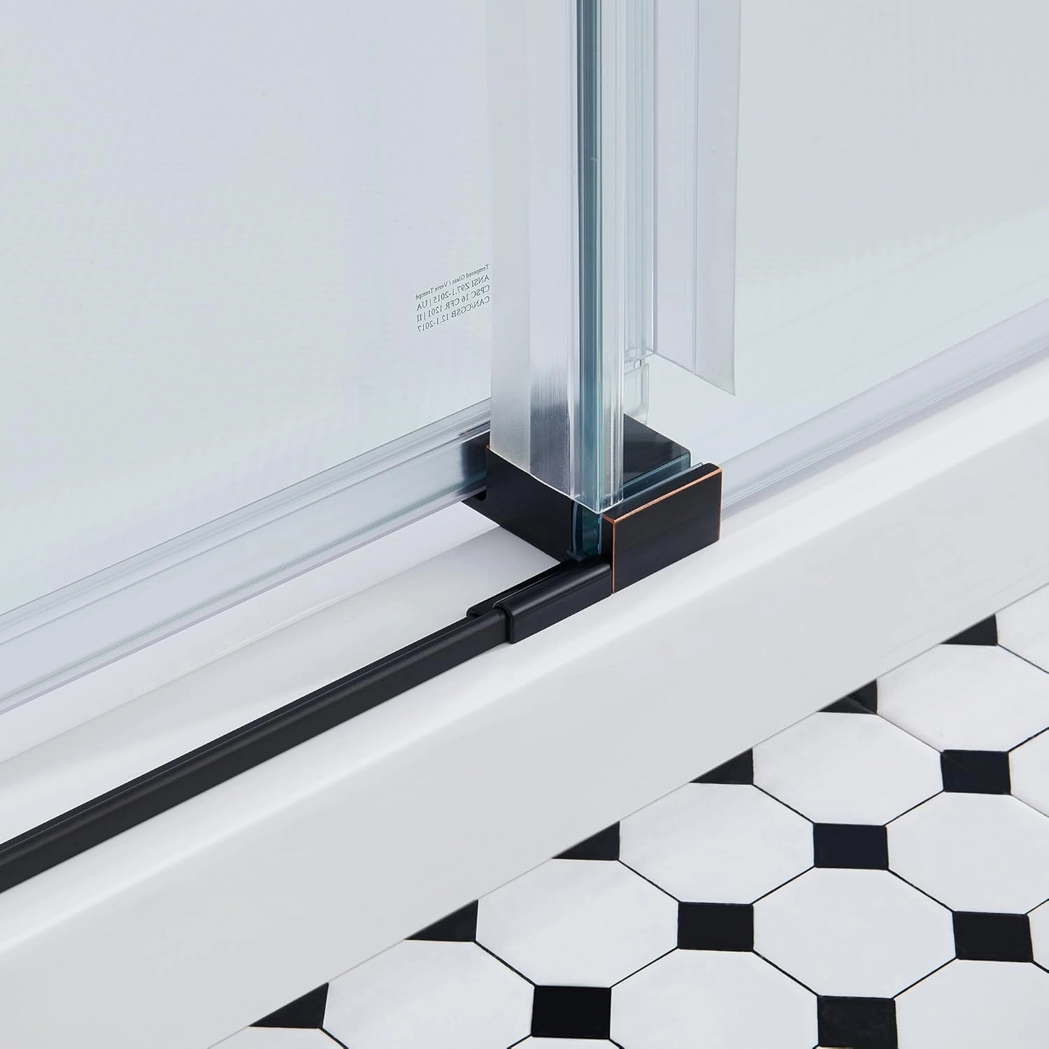 OVE Decors Bel 48-in W x 81-in H Frameless Sliding Shower Door Alcove Shower Kit, Shower Base Included in Oil-Rubbed Bronze