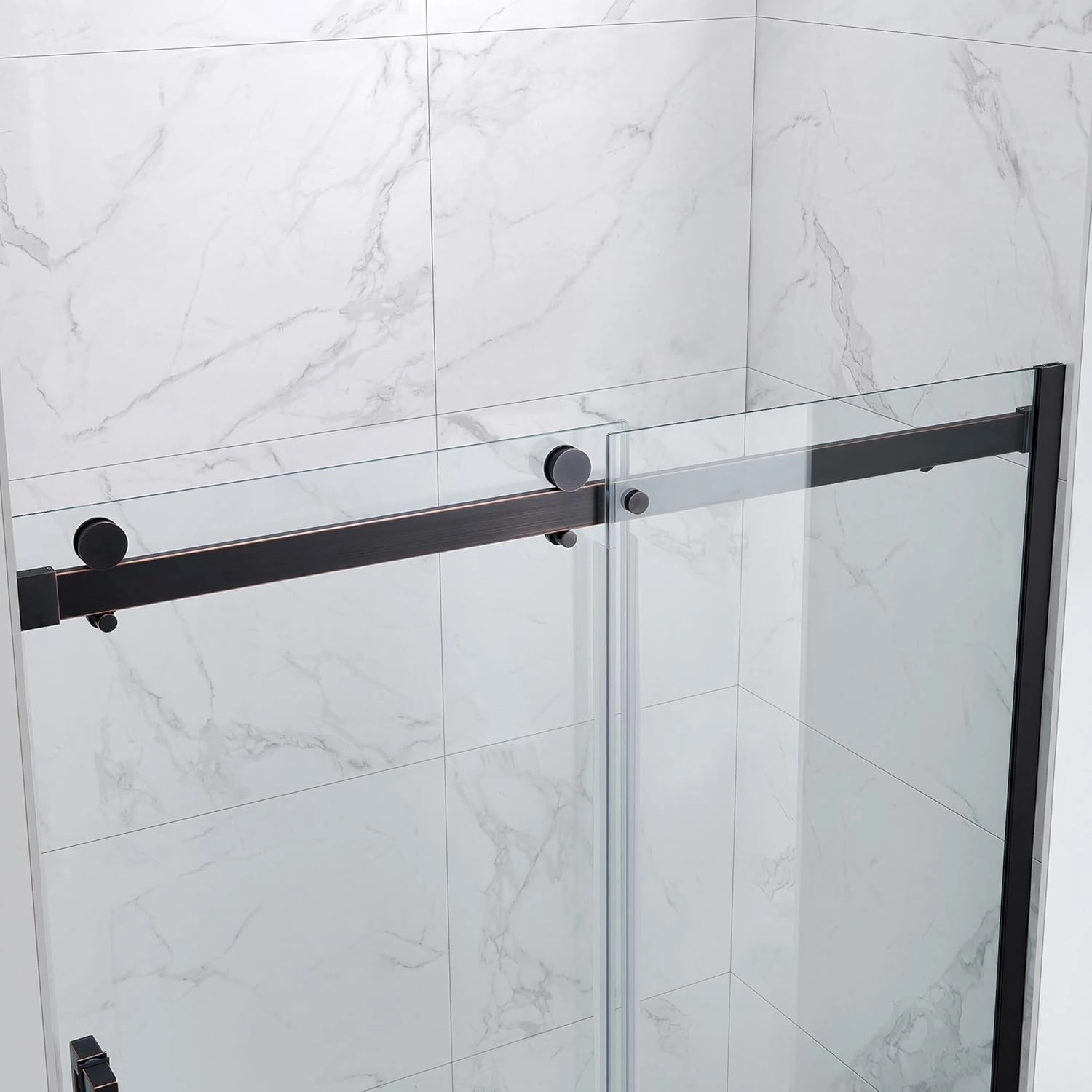 OVE Decors Bel 60-in W x 81-in H Frameless Sliding Shower Door Alcove Shower Kit, Shower Base Included in Oil-Rubbed Bronze