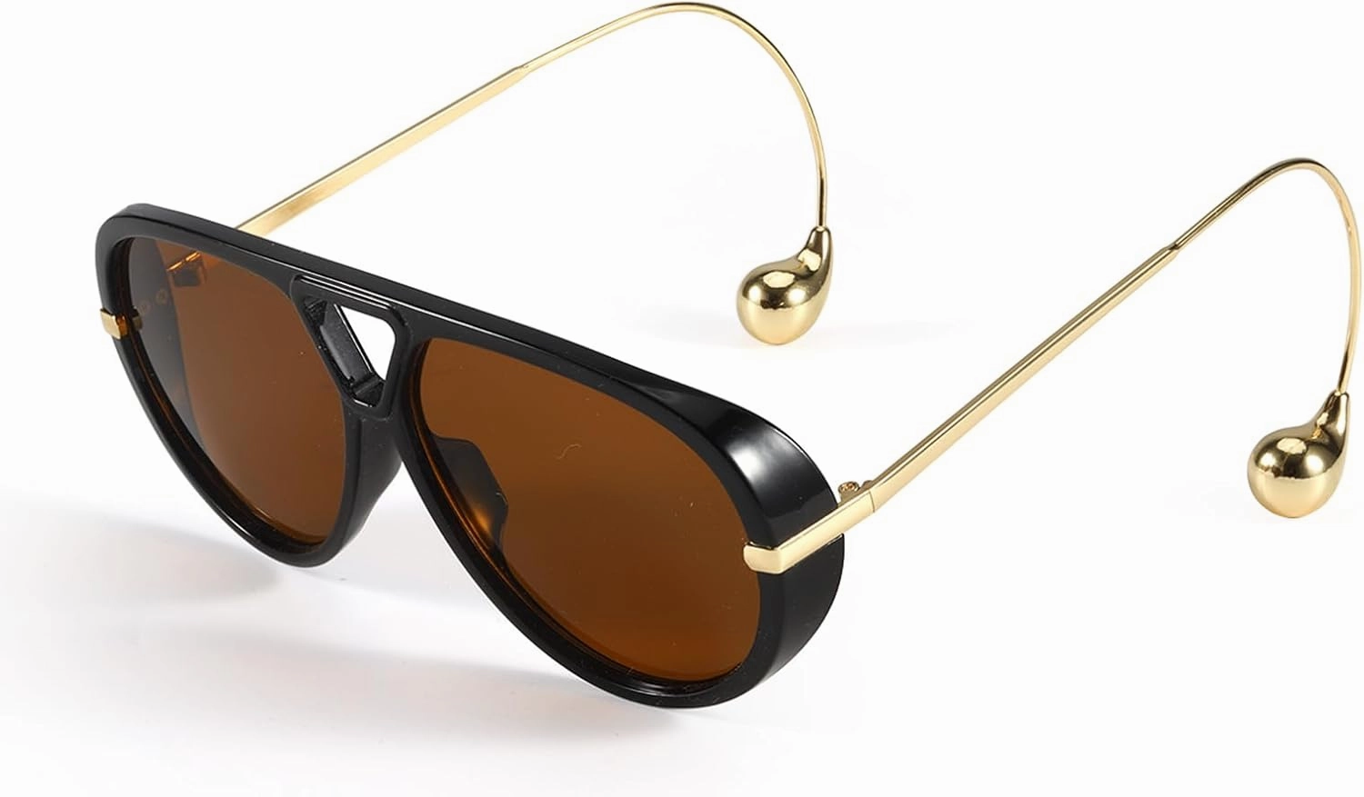 Oversized Aviator Sunglasses for Women With Earring Trendy Large Big Double Bridge 2025 Designer Ladies Shades