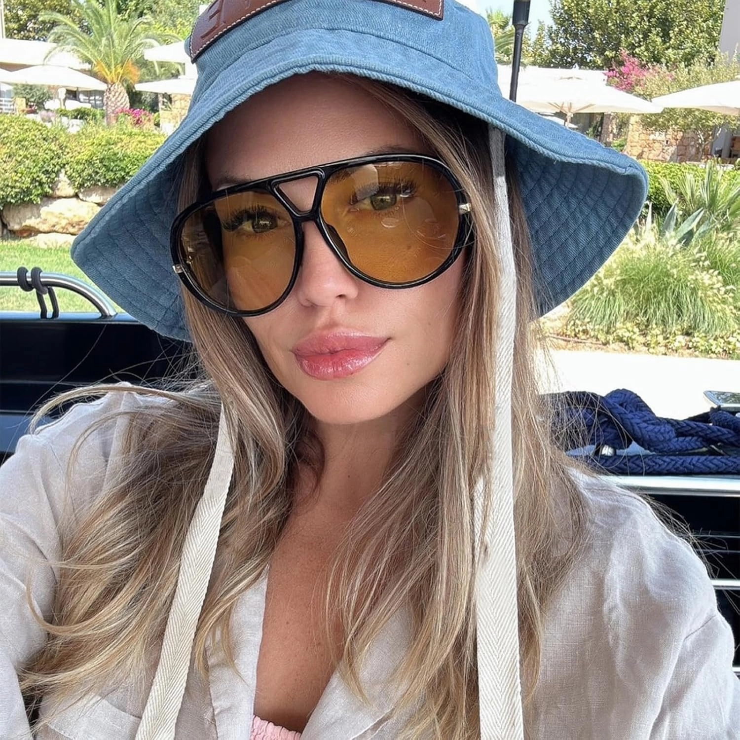 Oversized Aviator Sunglasses for Women With Earring Trendy Large Big Double Bridge 2025 Designer Ladies Shades