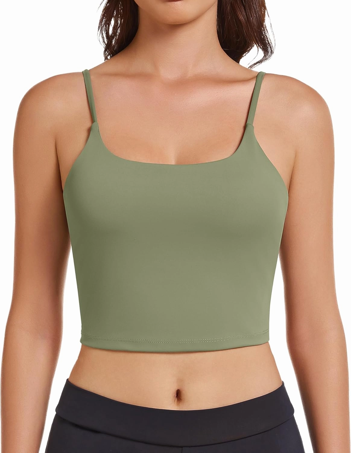 OVESPORT Women's Longline Sports Bras Women Workout Tank Tops with Built in Bra & Adjustable Straps for Yoga Gym Fitnesss