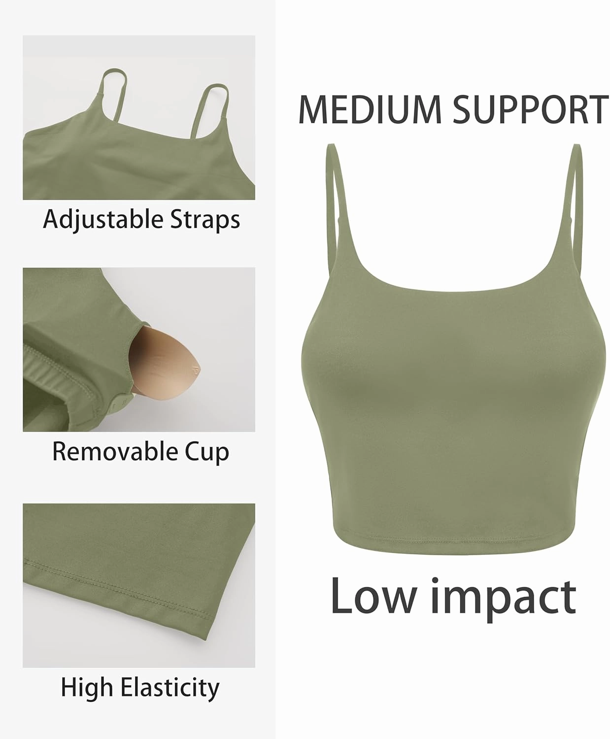 OVESPORT Women's Longline Sports Bras Women Workout Tank Tops with Built in Bra & Adjustable Straps for Yoga Gym Fitnesss