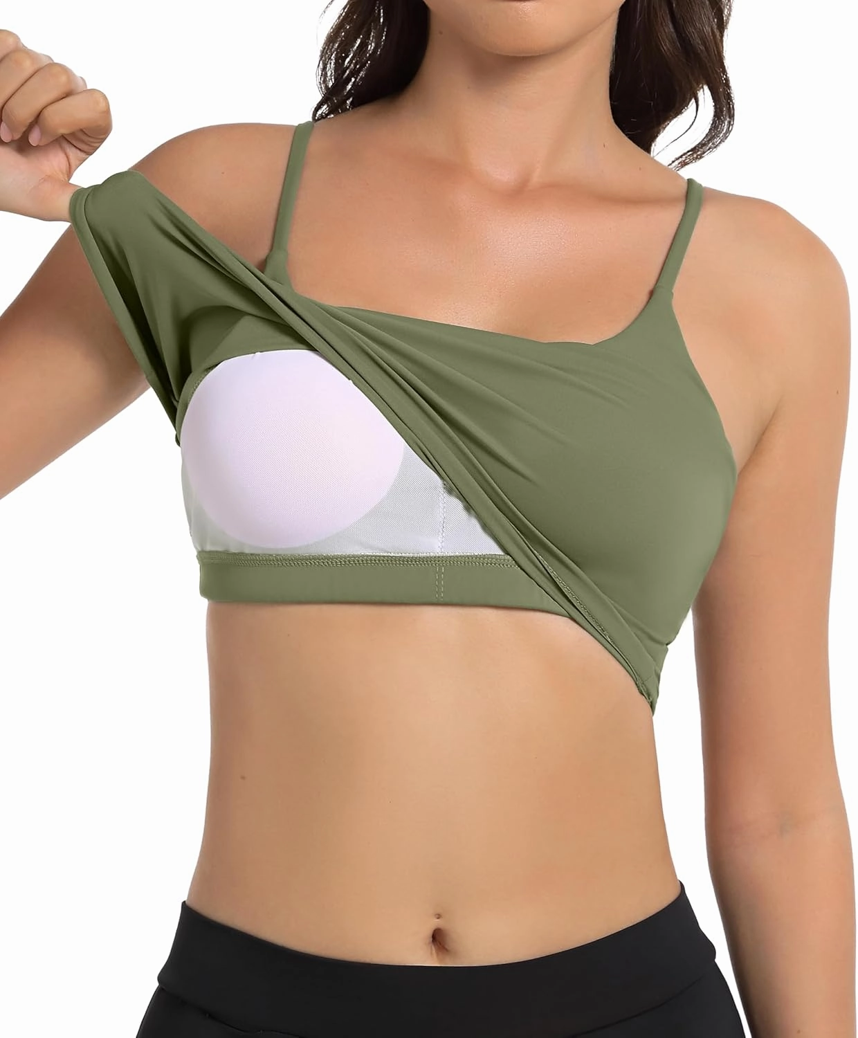 OVESPORT Women's Longline Sports Bras Women Workout Tank Tops with Built in Bra & Adjustable Straps for Yoga Gym Fitnesss