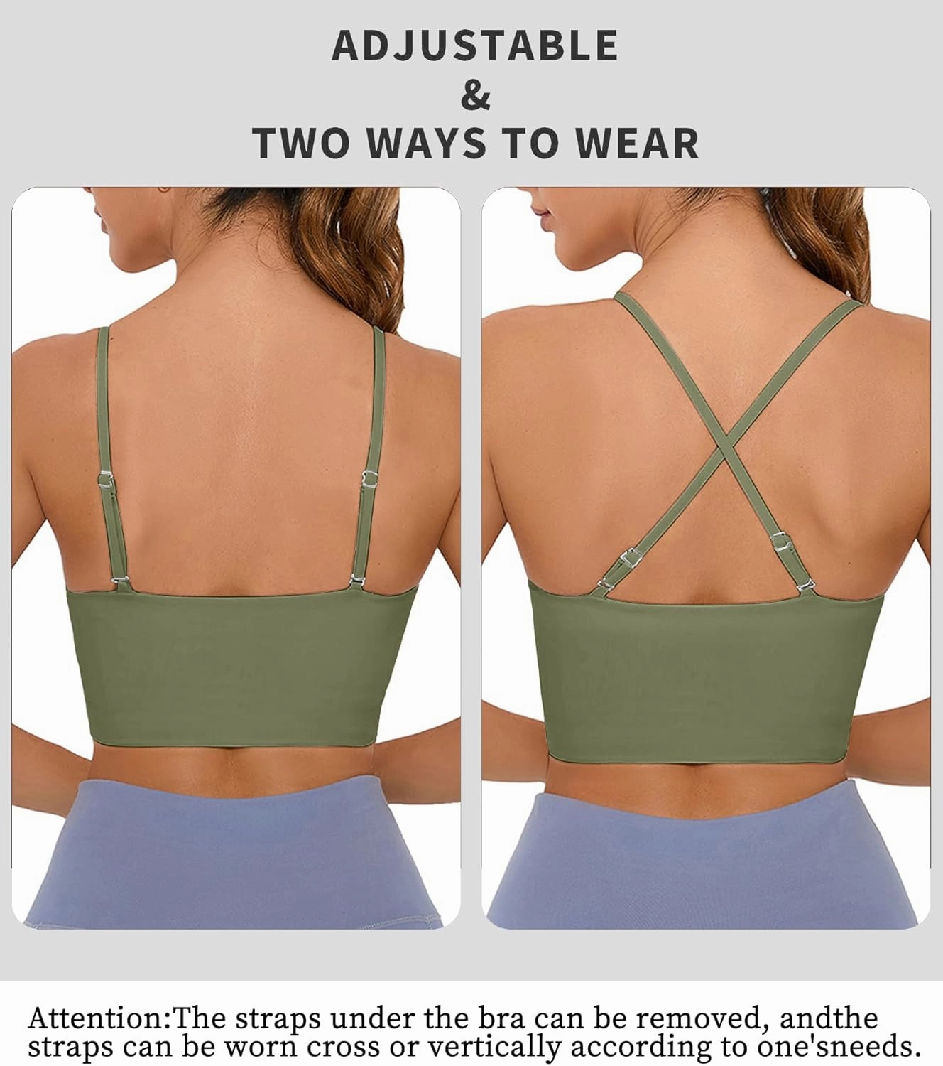 OVESPORT Women's Longline Sports Bras Women Workout Tank Tops with Built in Bra & Adjustable Straps for Yoga Gym Fitnesss