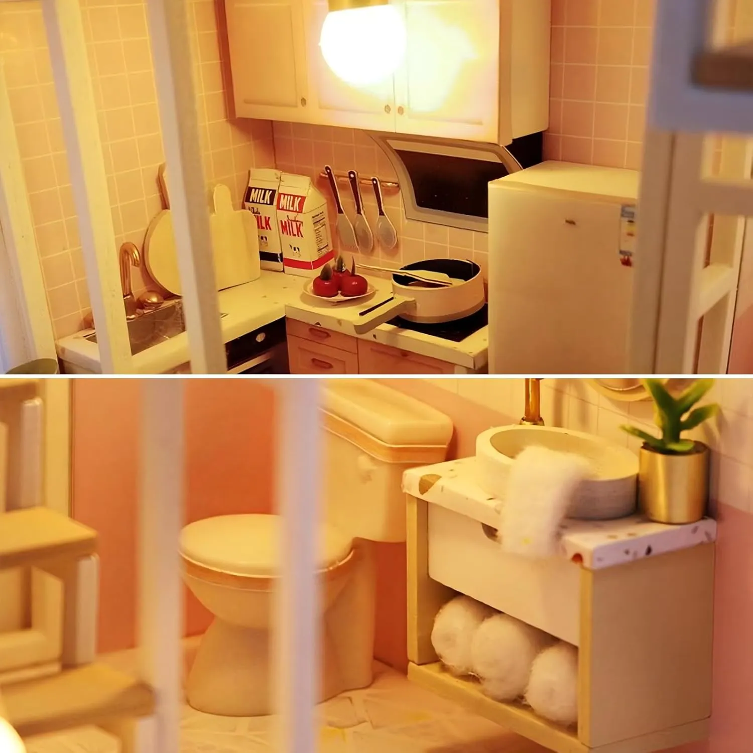 OZJAY DIY Miniature House Kit, Mini House Building Kit with LED & Furniture, DIY Wooden Dollhouse Miniature Kit for Adults Teen, Wooden Crafts Lovely Dollhouse Kit, Sweet Time