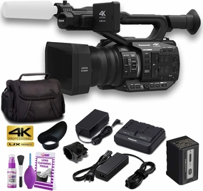 Panasonic AG-UX90E 4K-UHD FHD Camcorder (50 Hz/PAL Model) with Soft Padded Case   Cleaning Kit and More- Base Bundle (Renewed)