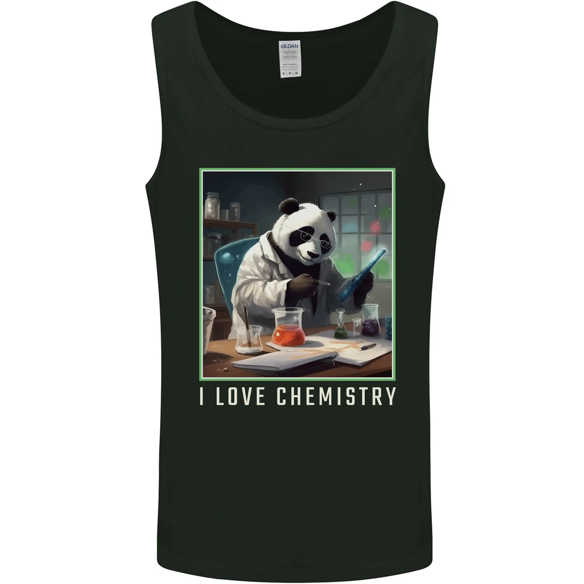 Panda Bear I Love Chemistry Science Teacher Mens Vest Tank Top