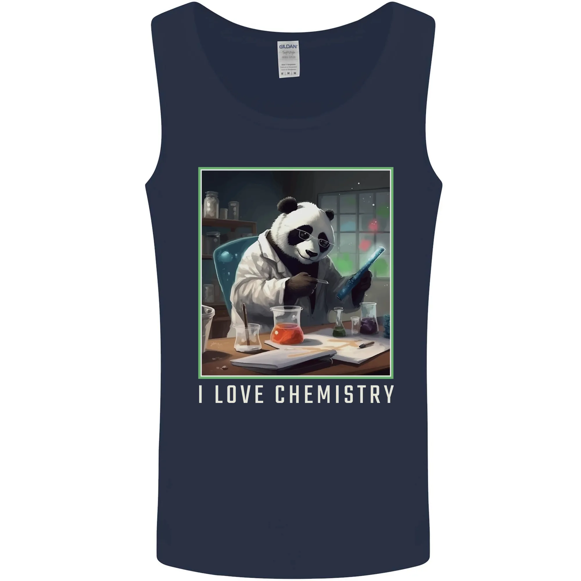 Panda Bear I Love Chemistry Science Teacher Mens Vest Tank Top