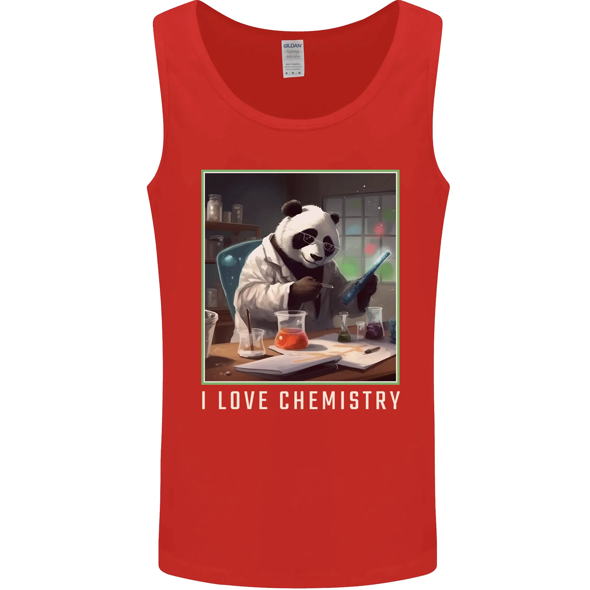 Panda Bear I Love Chemistry Science Teacher Mens Vest Tank Top
