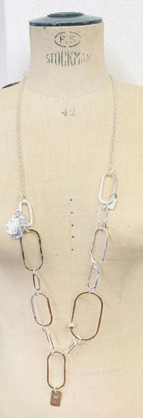Paperclip long necklace silver