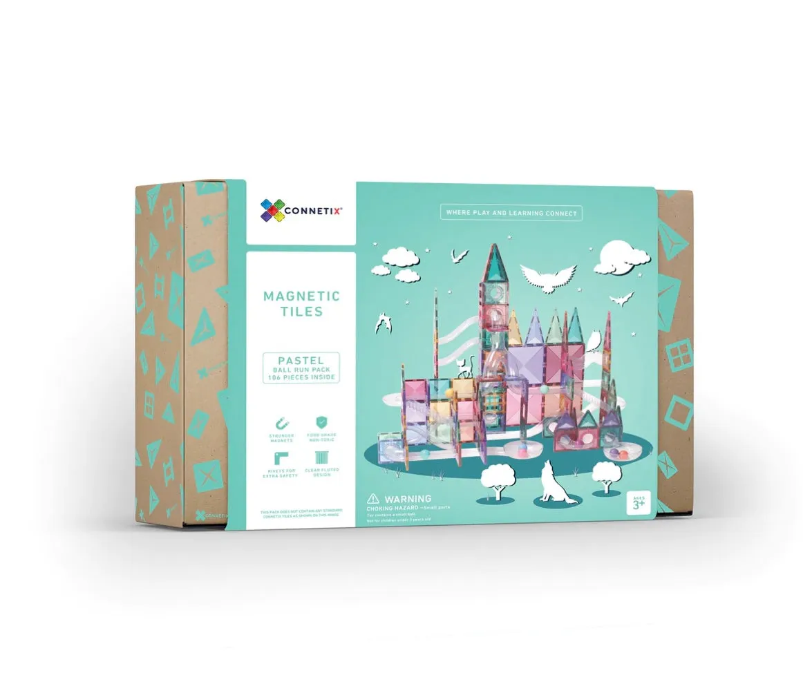 Pastel Connetix Tiles | 106 Piece Ball Run