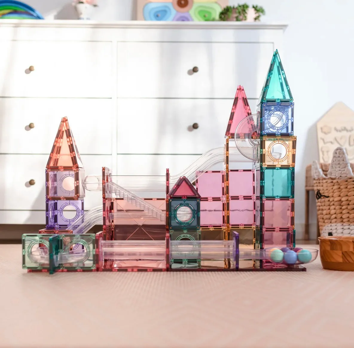 Pastel Connetix Tiles | 106 Piece Ball Run