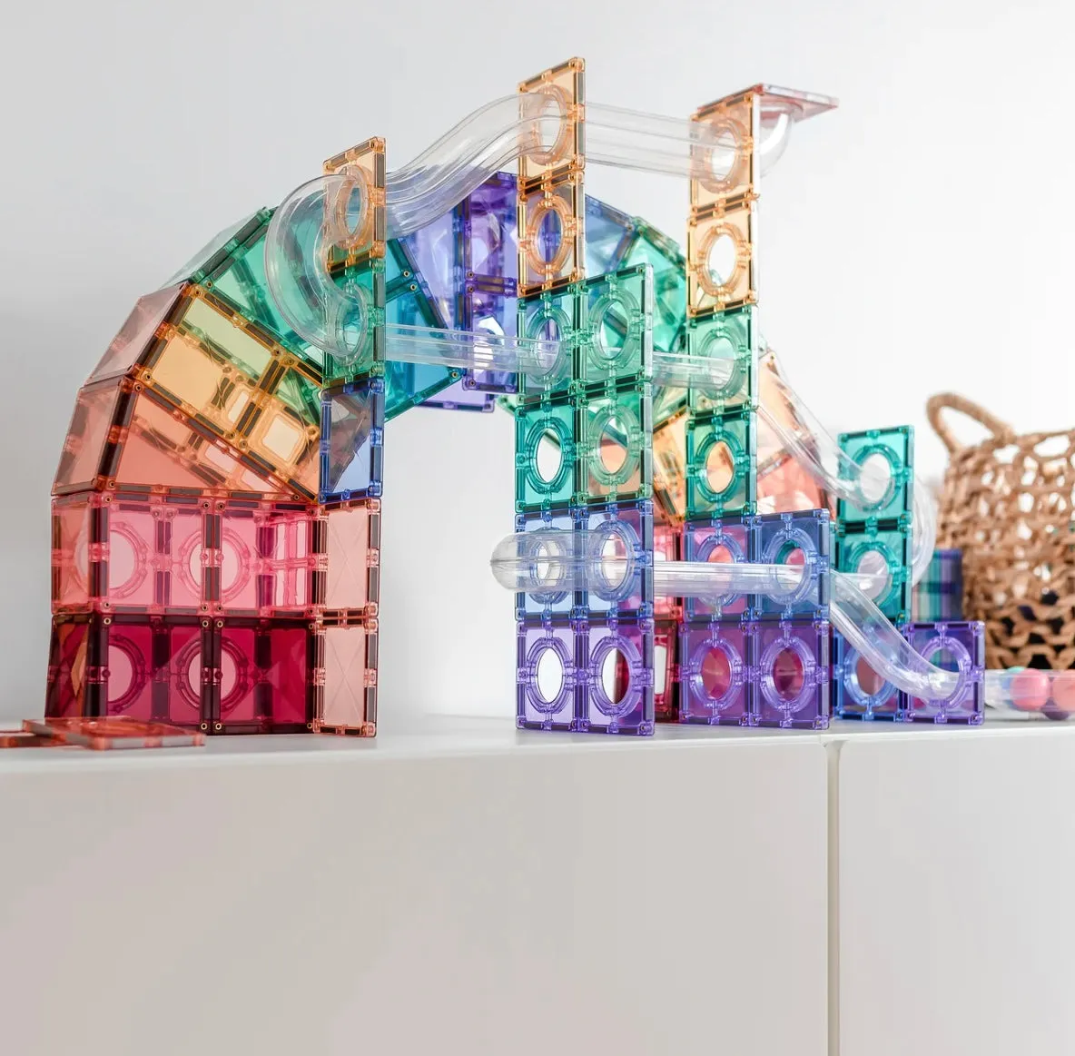 Pastel Connetix Tiles | 106 Piece Ball Run