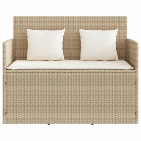 Patio Bench with Cushions Beige Poly Rattan