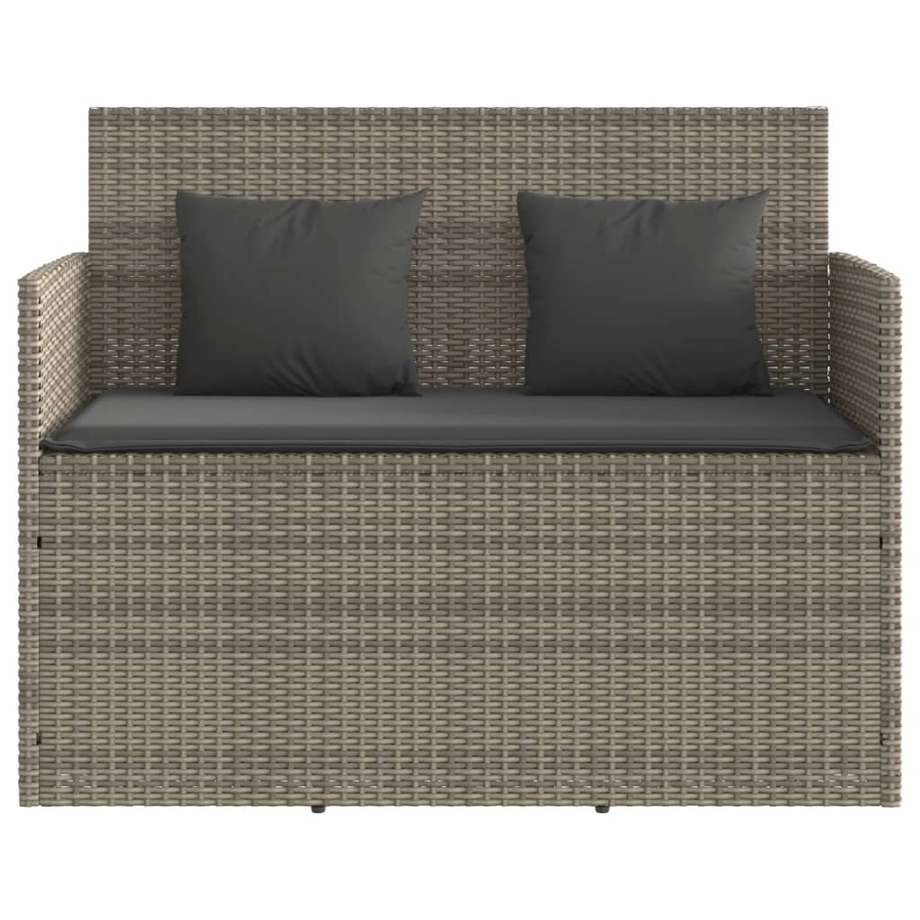 Patio Bench with Cushions Beige Poly Rattan
