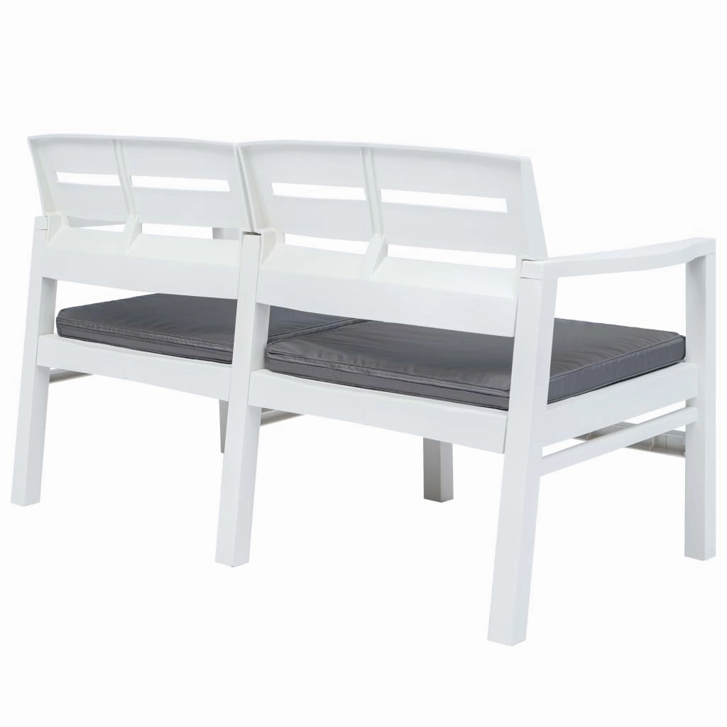 Patio Garden Bench Loveseat 2-Seater Patio Bench with Cushions Plastic