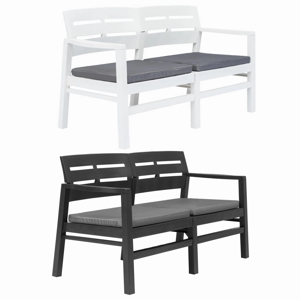 Patio Garden Bench Loveseat 2-Seater Patio Bench with Cushions Plastic