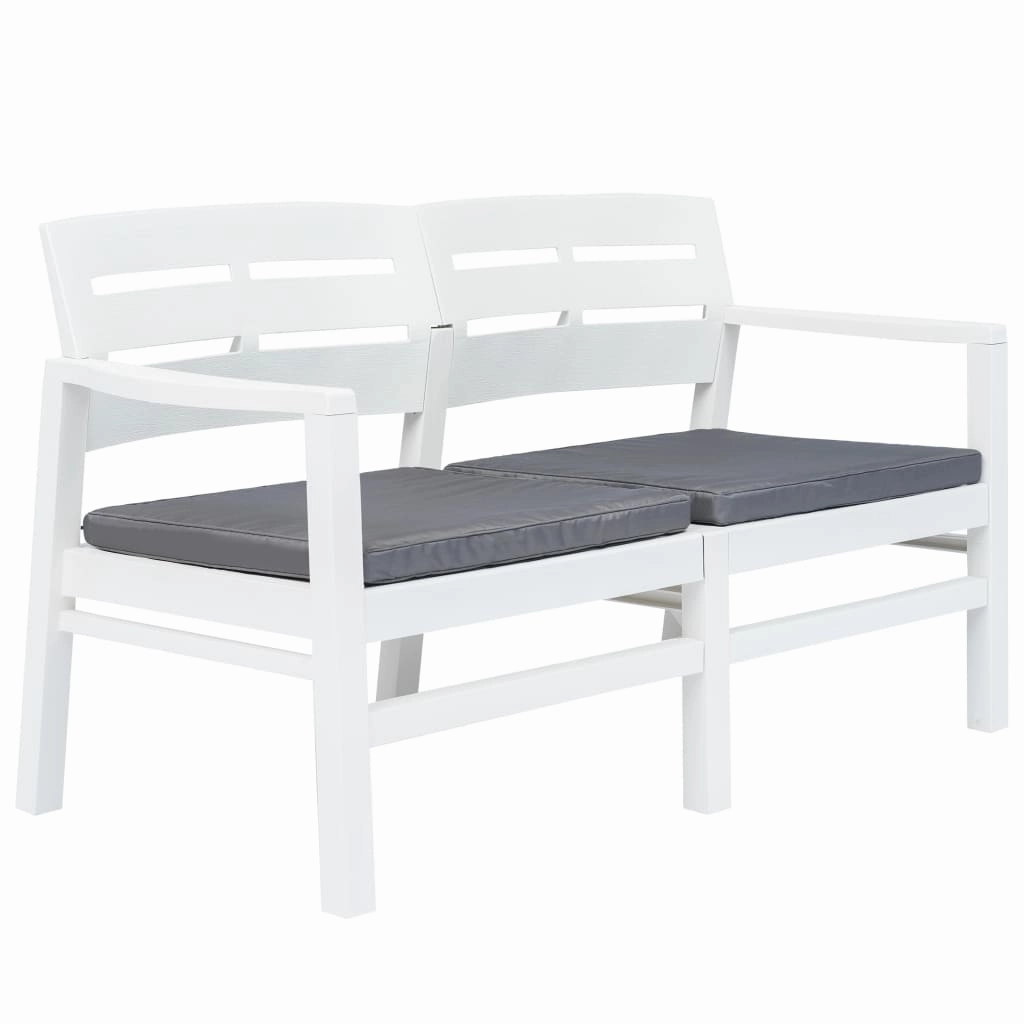 Patio Garden Bench Loveseat 2-Seater Patio Bench with Cushions Plastic