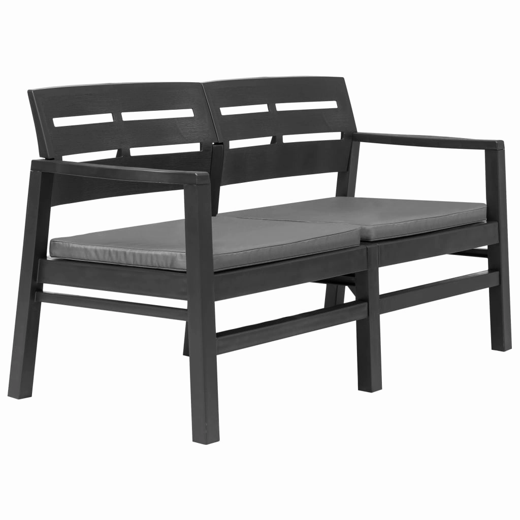 Patio Garden Bench Loveseat 2-Seater Patio Bench with Cushions Plastic