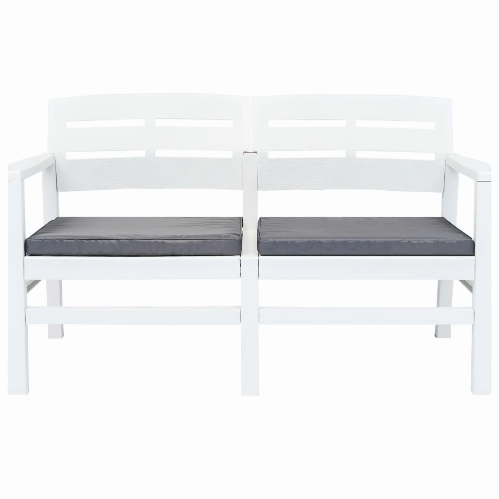 Patio Garden Bench Loveseat 2-Seater Patio Bench with Cushions Plastic