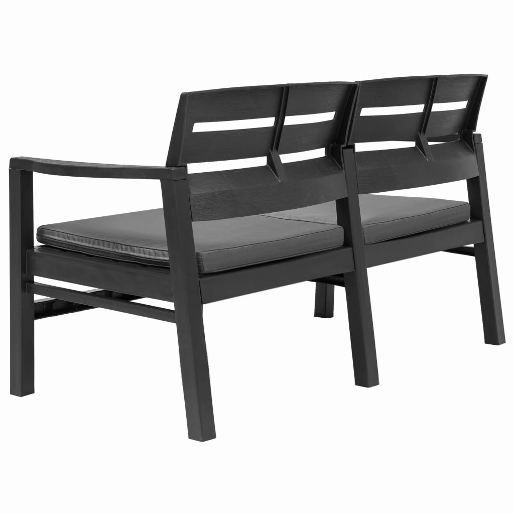 Patio Garden Bench Loveseat 2-Seater Patio Bench with Cushions Plastic
