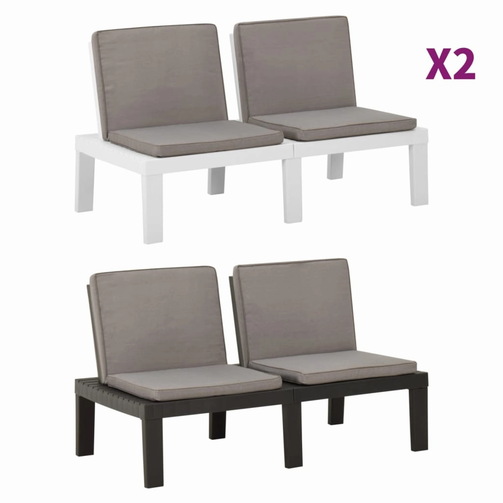 Patio Garden Bench Loveseat Outdoor 2-Seater Bench with Cushion Plastic