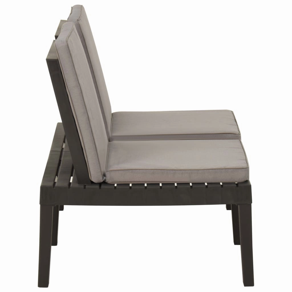 Patio Garden Bench Loveseat Outdoor 2-Seater Bench with Cushion Plastic