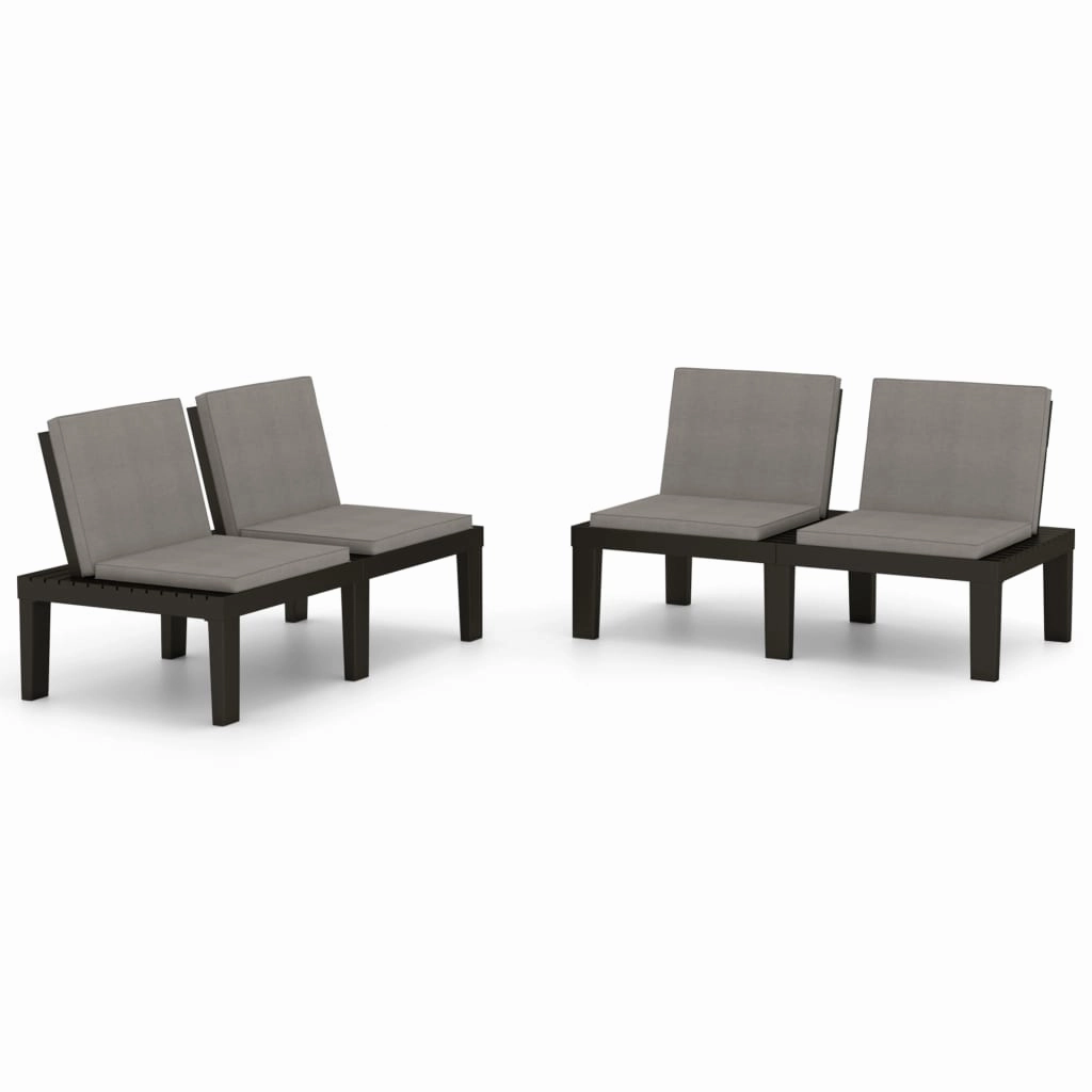 Patio Garden Bench Loveseat Outdoor 2-Seater Bench with Cushion Plastic